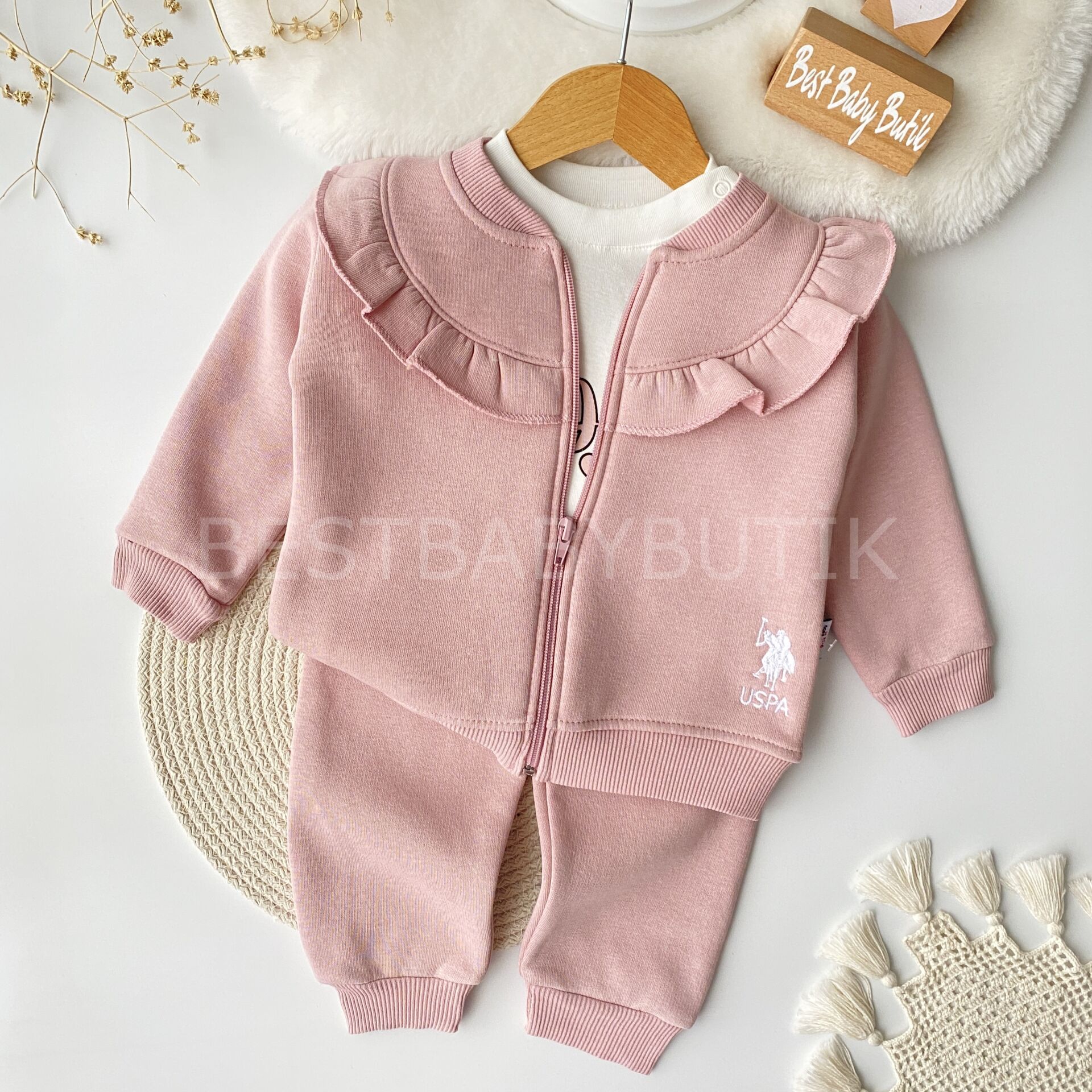 USPA Nakışlı Şardonlu 3’Lü Eşofman Takımı