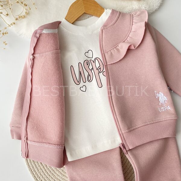 USPA Nakışlı Şardonlu 3’Lü Eşofman Takımı