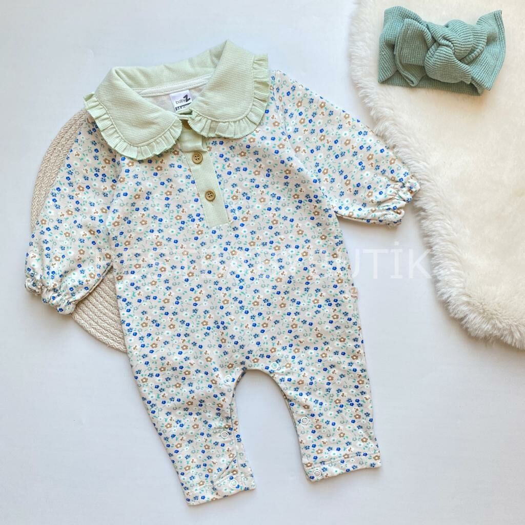 ÇAĞLA ÇITIR ÇİÇEKLİ BEBE YAKA TULUM