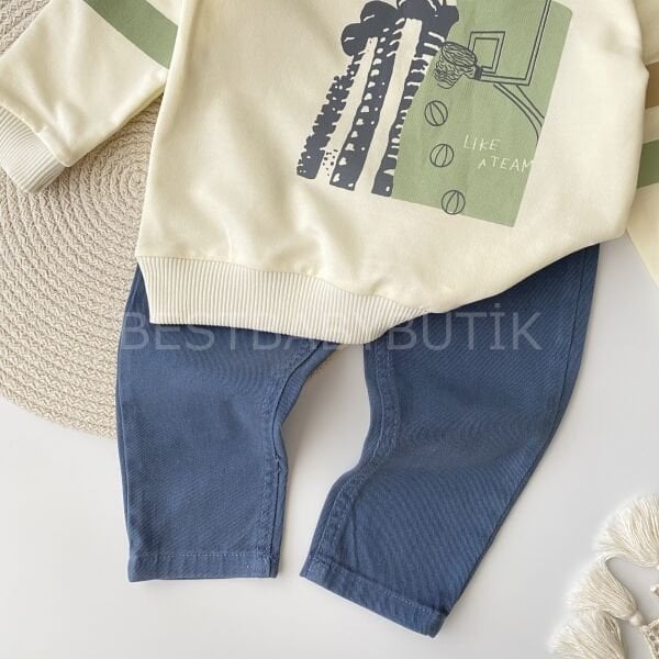 Yandan Fermuar Detaylı Şişme Yelekli Keten Pantolonlu 3’Lü Şık Takım