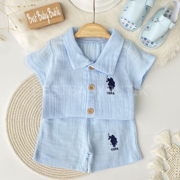 Nakışlı Polo Yaka Müslin Takım