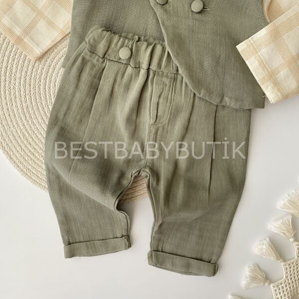 Köy Ağası Müslin 3 Parça Yelekli Şık Takım