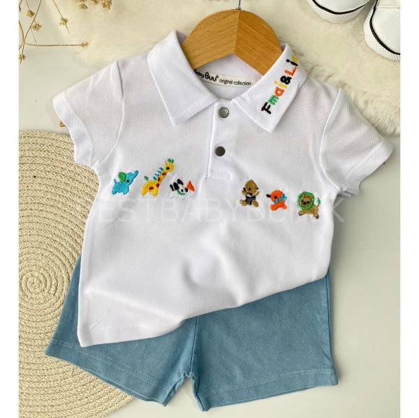 Sevimli Hayvan Nakışlı Polo Yaka 2’Li Takım