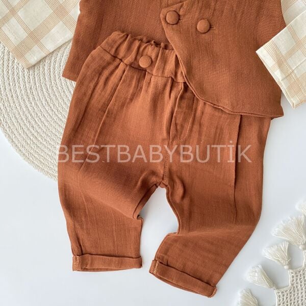 Köy Ağası Müslin 3 Parça Yelekli Şık Takım