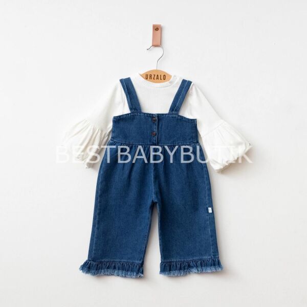 Premium Balon Kol Tişörtlü Bol Paça Kot Salopet 24-36 AY