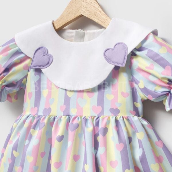 Bayrama Özel Kalp Yaka Detaylı Fırfırlı Elbise 18-24 AY