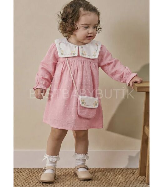 Çıtır Çiçekli Robalı Müslin Çantalı Elbise 3-4 YAŞ