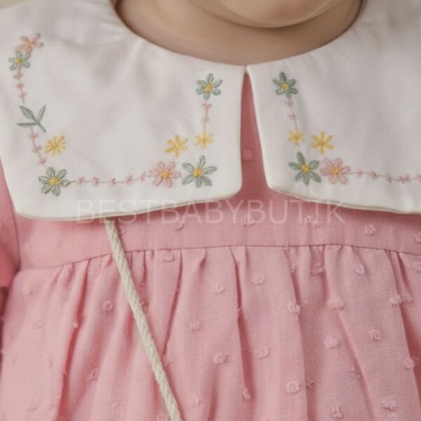 Çıtır Çiçekli Robalı Müslin Çantalı Elbise 3-4 YAŞ
