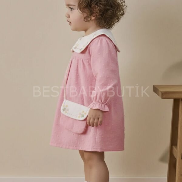 Çıtır Çiçekli Robalı Müslin Çantalı Elbise 3-4 YAŞ