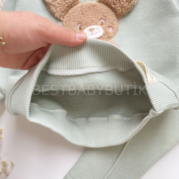 PELUŞ TAVŞAN DETAYLI ŞARDONLU 2’Lİ TAKIM
