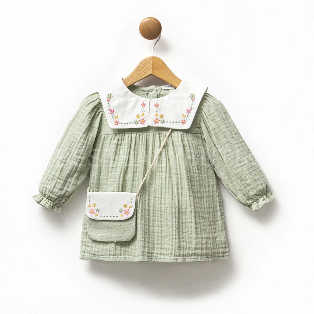 Çıtır Çiçekli Robalı Müslin Çantalı Elbise(6AY-4YAŞ) 3-4 YAŞ