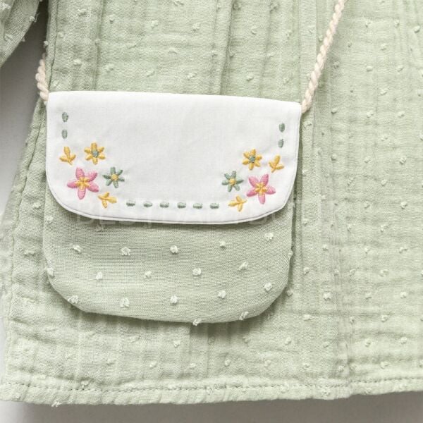 Çıtır Çiçekli Robalı Müslin Çantalı Elbise(6AY-4YAŞ) 3-4 YAŞ