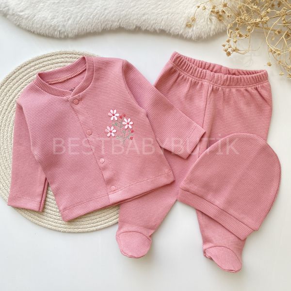BEBİTOF ÇİÇEK DETAYLI PRATİK PATİKLİ 3’LÜ TAKIM