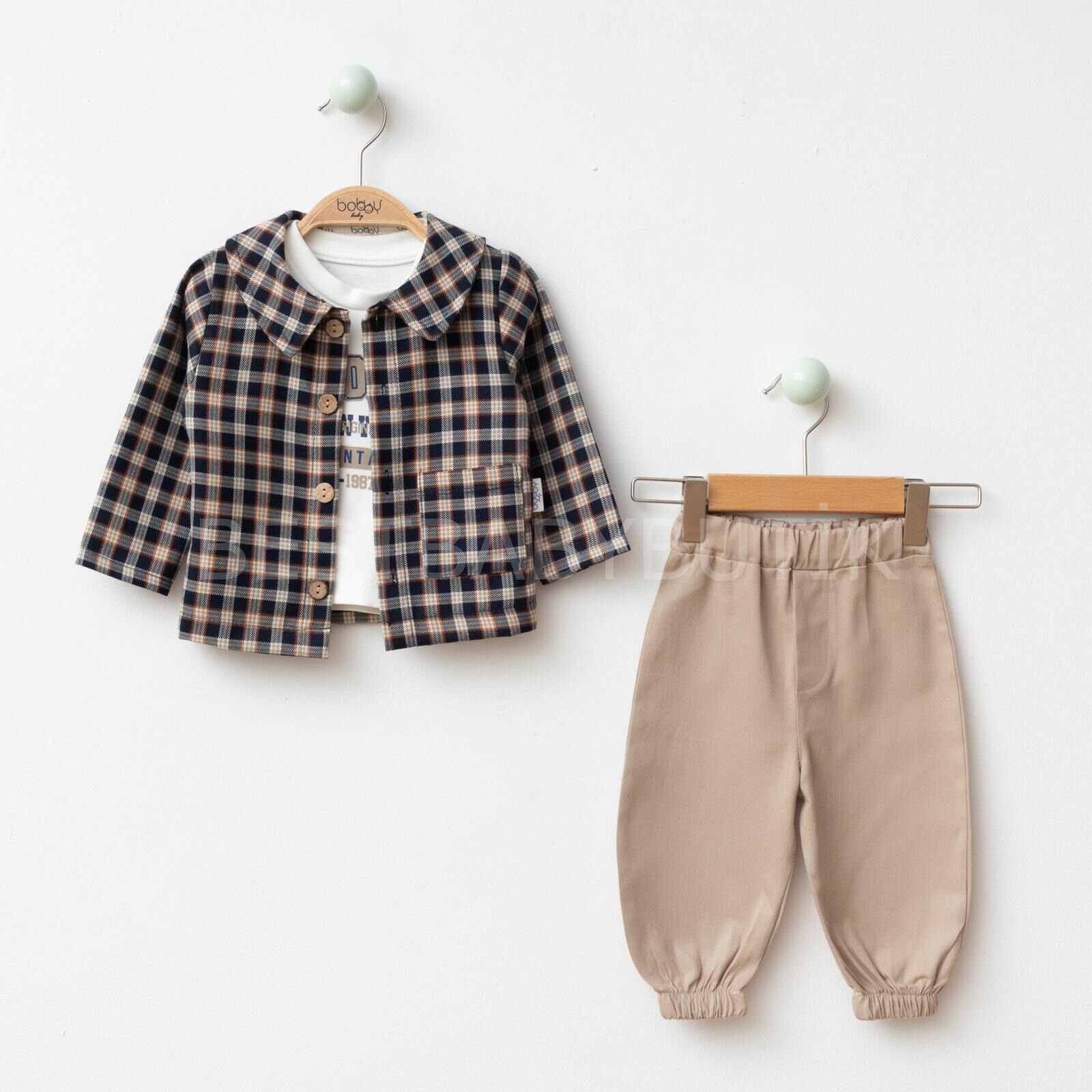 SAFA EKOSE GÖMLEKLİ PANTOLONLU 3’LÜ TAKIM 6-9 AY