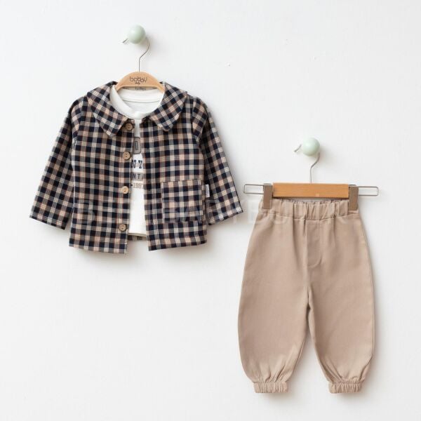 SAFA EKOSE GÖMLEKLİ PANTOLONLU 3’LÜ TAKIM