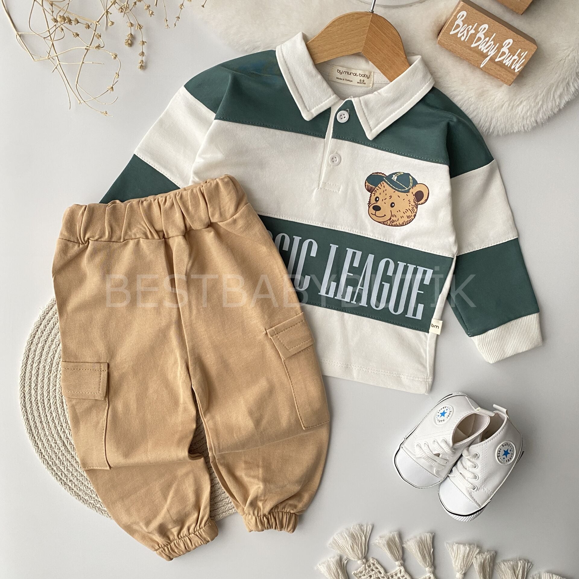 SuperBear Polo Yaka Çizgili Kargo Cepli 2’Li Takım 18-24 AY