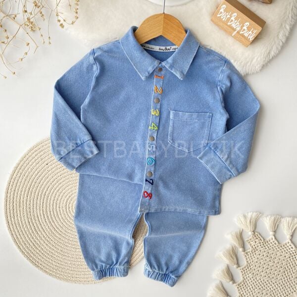 Sayı Nakışlı Kot Gömlekli Likrali 2’Li Takım