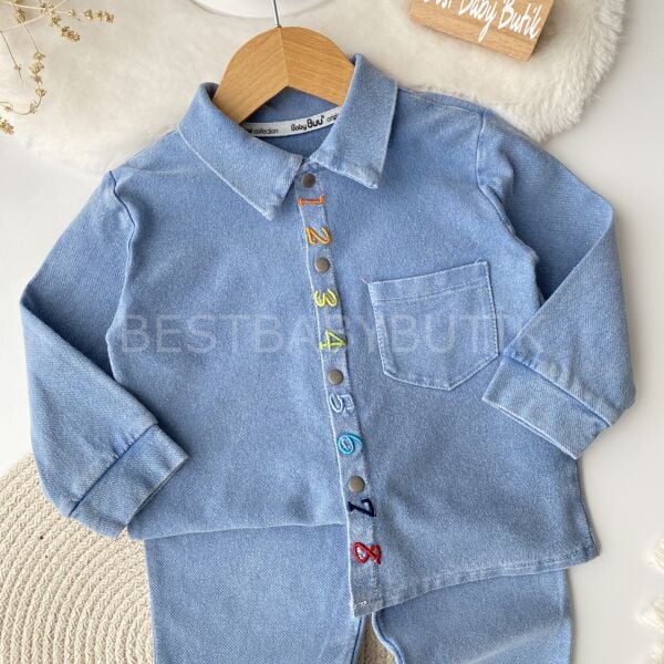 Sayı Nakışlı Kot Gömlekli Likrali 2’Li Takım