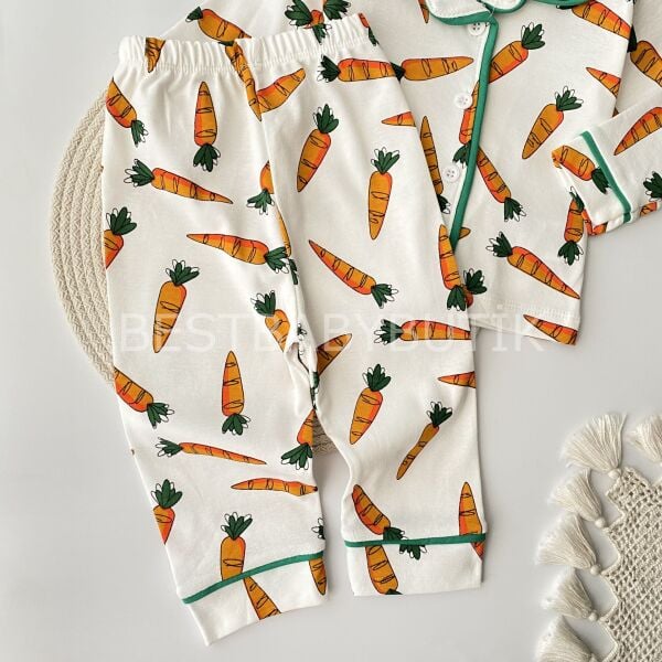 Havuç Detaylı %100 PAMUK Pijama Takımı 18-24 AY