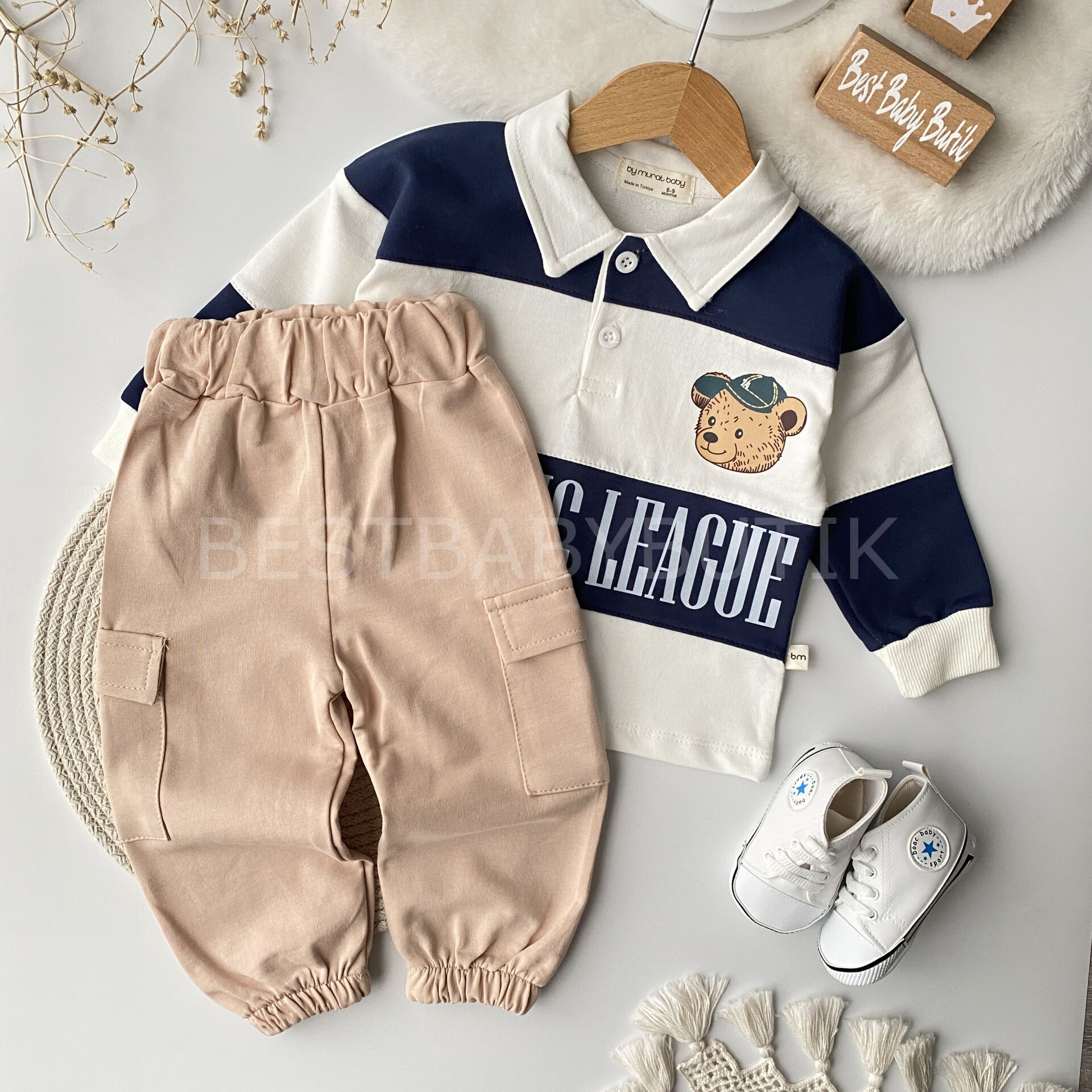 SuperBear Polo Yaka Çizgili Kargo Cepli 2’Li Takım