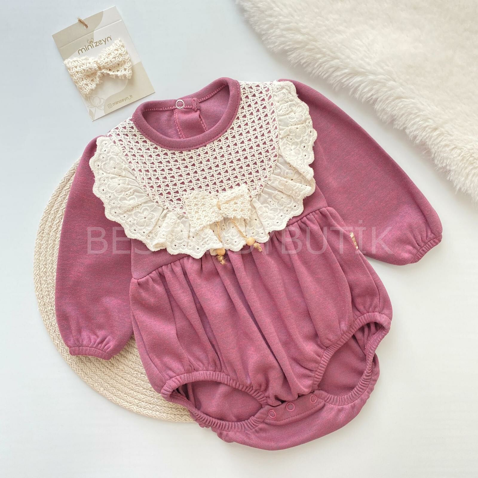 CANDY DANTEL YAKALI ROMPER VE TOKASI
