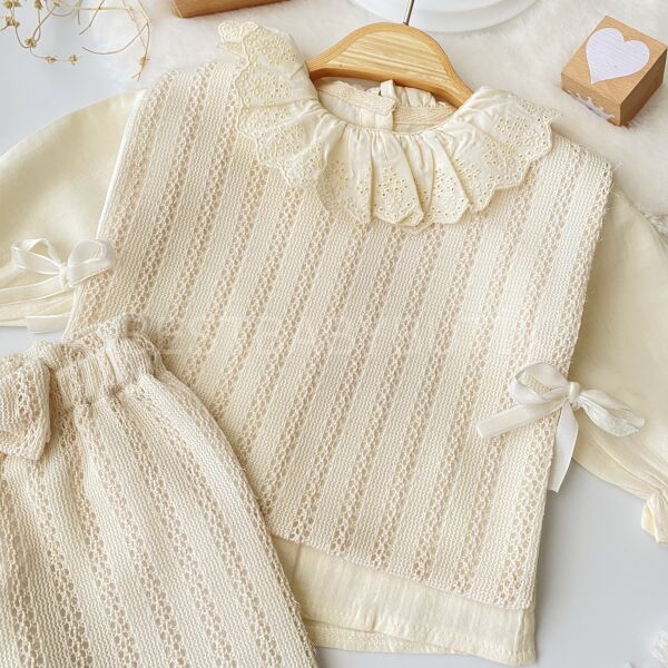 Premium Fisto Yakalı Güpür Detaylı Astarlı 3’Lü Takım 6-9 AY