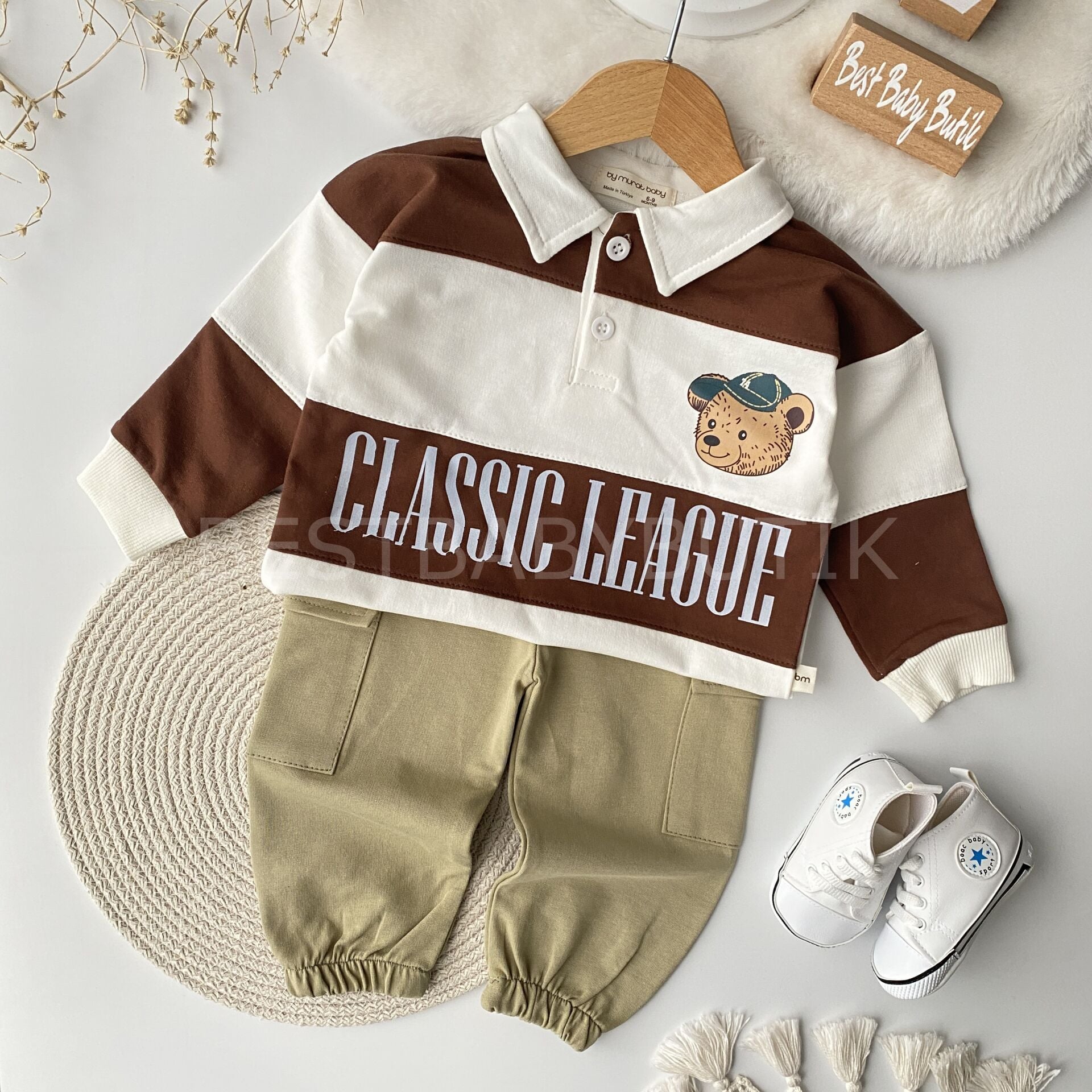 SuperBear Polo Yaka Çizgili Kargo Cepli 2’Li Takım 12-18 AY