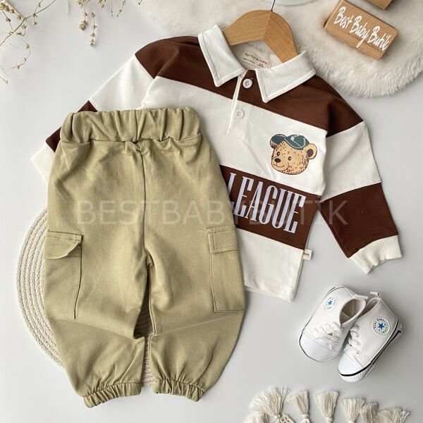 SuperBear Polo Yaka Çizgili Kargo Cepli 2’Li Takım 12-18 AY