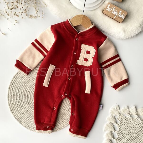 B Harf Detaylı Şardonlu Spor Tulum