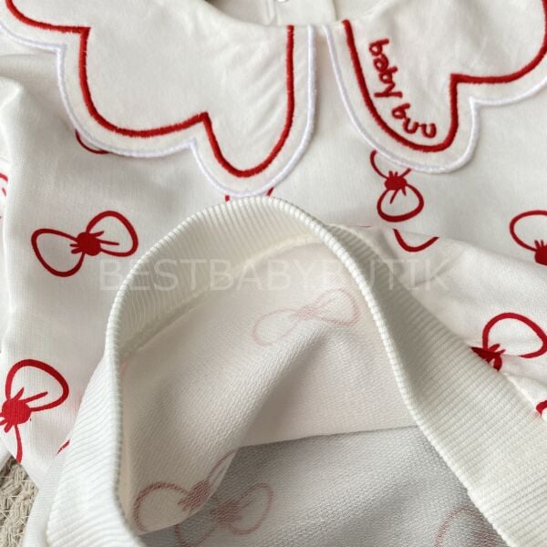 Babybuu Kurdale ve Çiçek Yaka Detaylı Kot Pantolonlu Takım