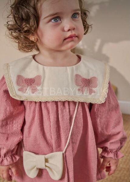 Layla Çiçek Yakalı Çantalı Elbise