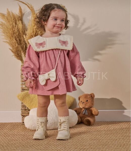 Layla Kurdale Yakalı Çantalı Elbise 6-9 AY