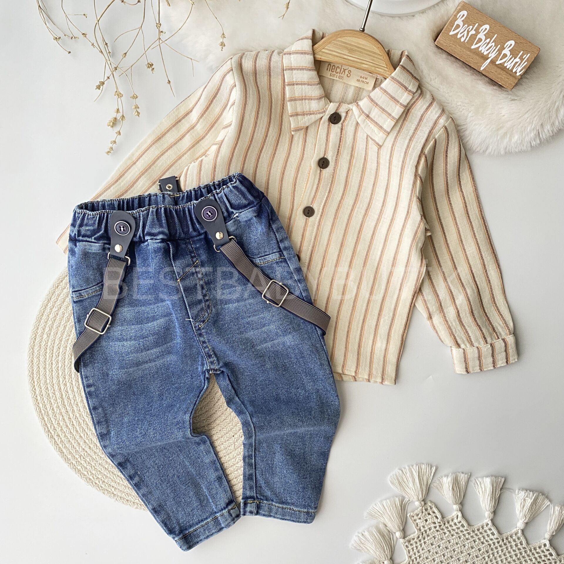 Anderson Çizgili Müslin Gömlekli Takım 6-9 AY