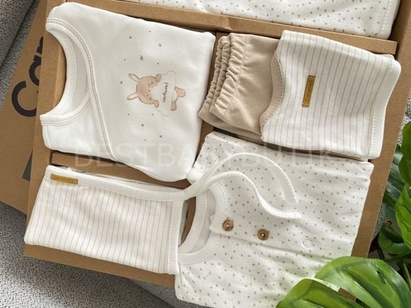 CARAMELL YILDIZ DETAYLI ORGANİK YENİDOĞAN 10 PARÇA HASTANE ÇIKIŞI SETİ