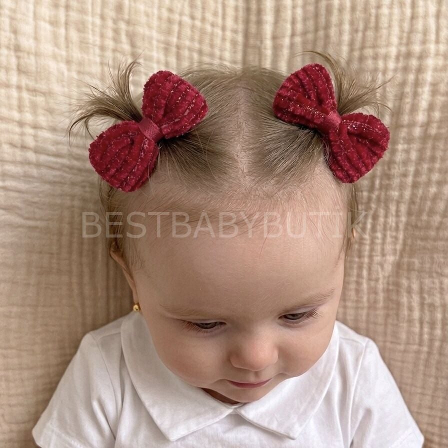 Bordo Kadife Simli Kurdaleli Pens Toka