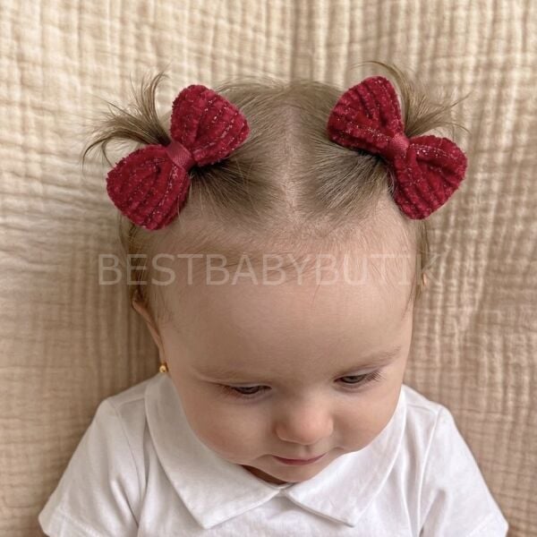 Bordo Kadife Simli Kurdaleli Pens Toka