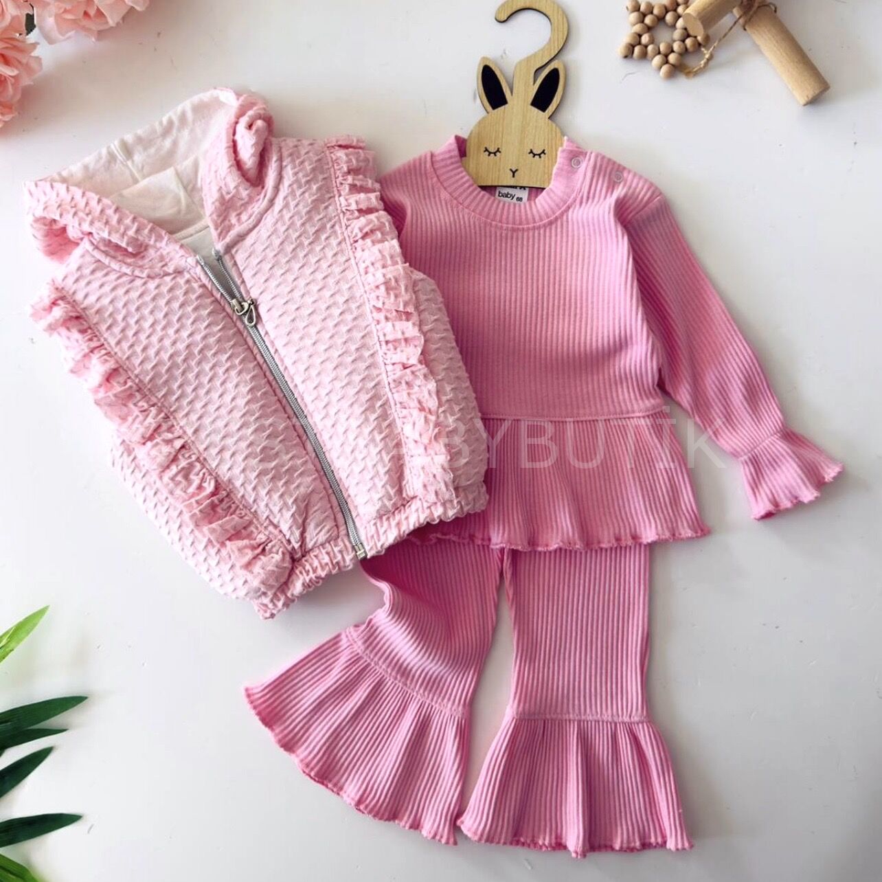 Mevsimlik Yelekli İspanyol Paça 2’Li Takım