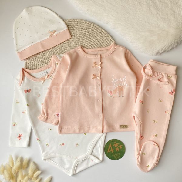 (SOMON RENK) CARAMEL ORGANİK SERİ SWEAT LİTTLE KUTULU 4 PARÇA ZIBIN  SETİ