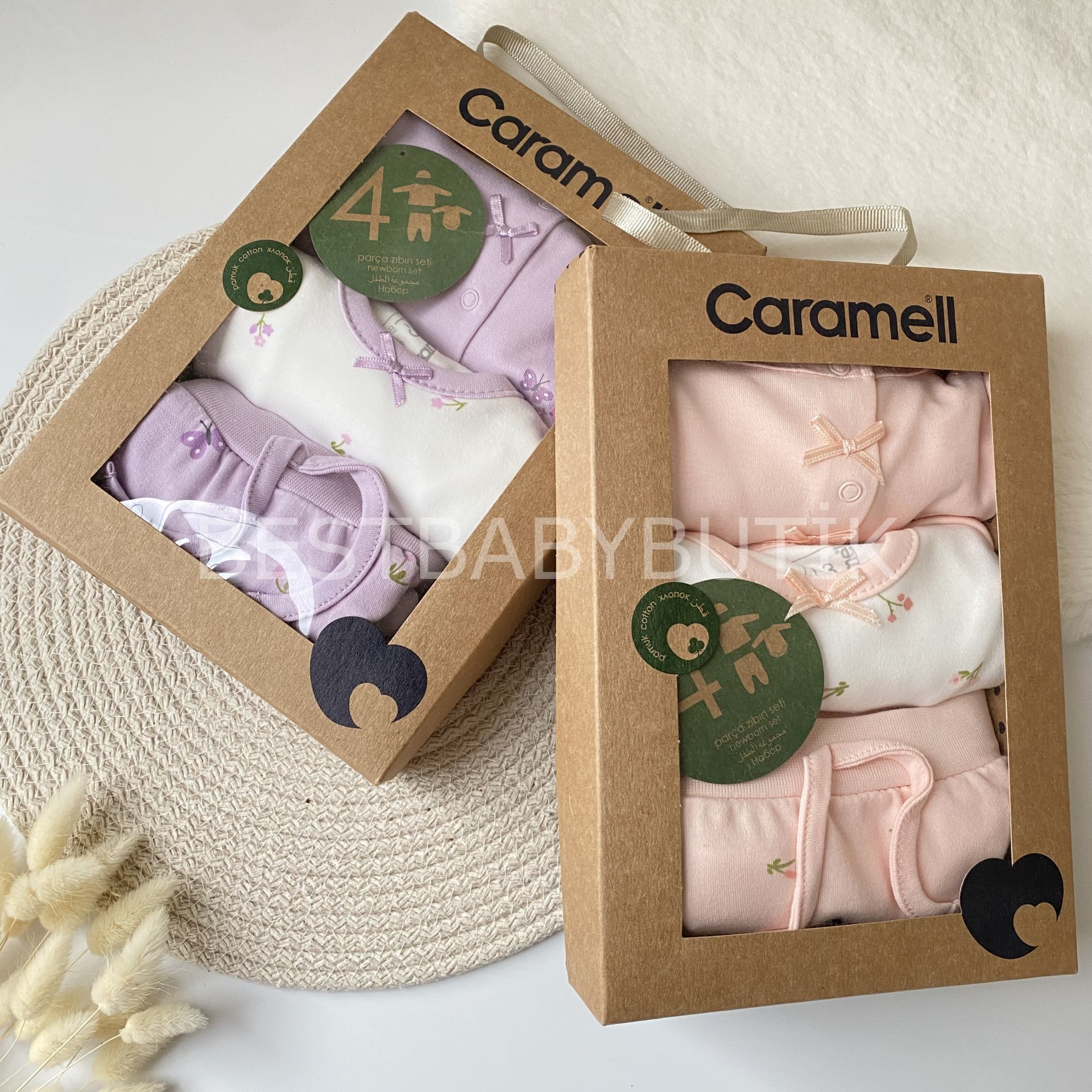 (SOMON RENK) CARAMEL ORGANİK SERİ SWEAT LİTTLE KUTULU 4 PARÇA ZIBIN  SETİ
