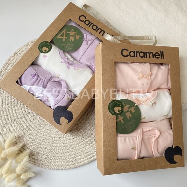 (SOMON RENK) CARAMEL ORGANİK SERİ SWEAT LİTTLE KUTULU 4 PARÇA ZIBIN  SETİ