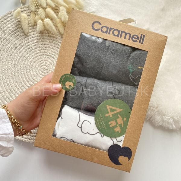 CARAMEL ORGANİK SERİ AYICIKLI KUTULU 4 PARÇA ZIBIN  SETİ