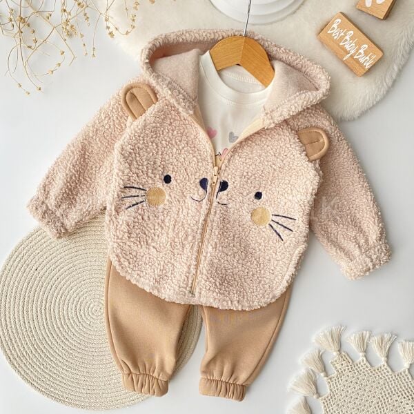 Sevimli Kedicikli Muffy Kapşonlu 3’Lü Takım 18-24 AY