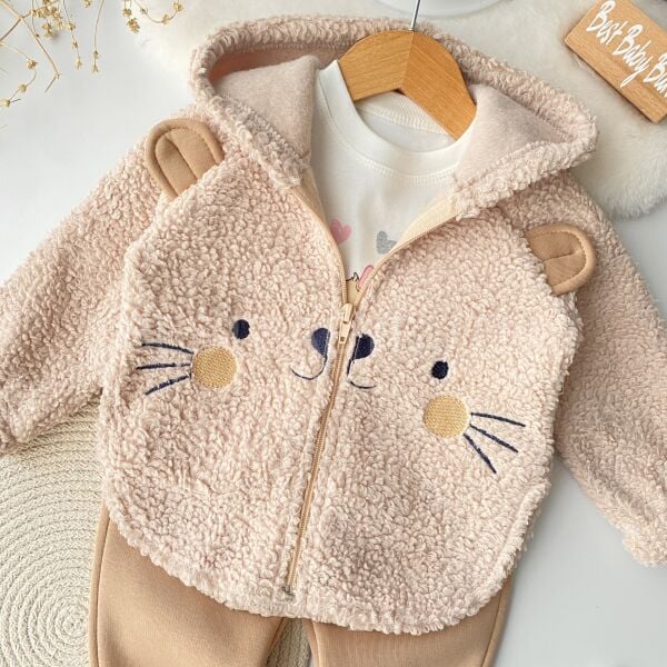 Sevimli Kedicikli Muffy Kapşonlu 3’Lü Takım 18-24 AY