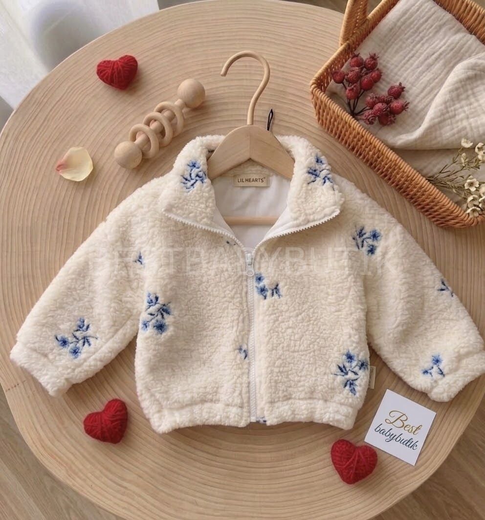 Çiçek Nakışlı Astarlı Peluş Mont 1 YAŞ
