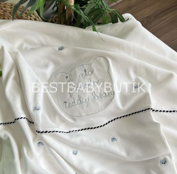 AYICIK İŞLEMELİ PREMİUM ORGANİK %100 PAMUK 10 PARÇA HASTANE ÇIKIŞI SETİ