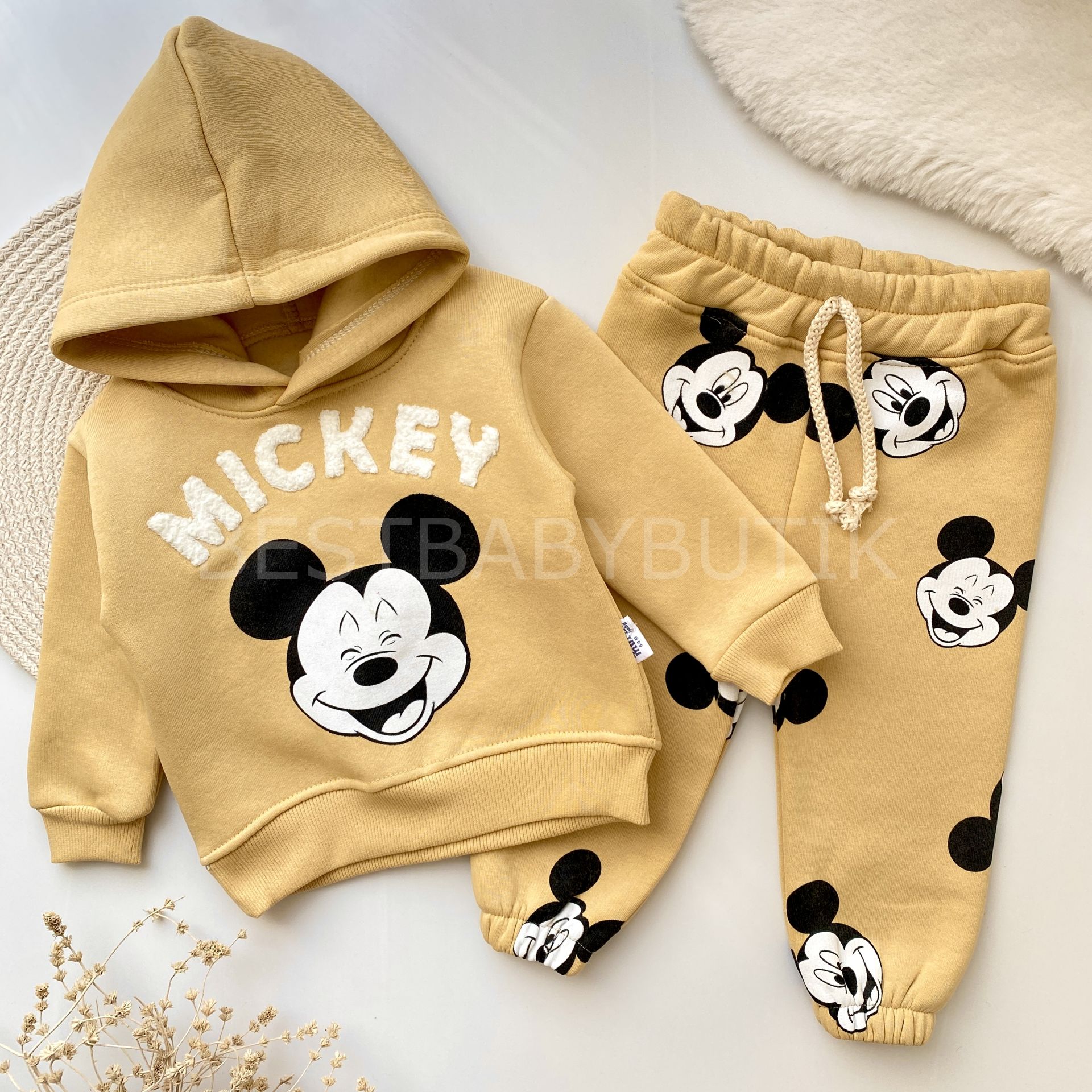MİCKEY MAUSE KAPŞONLU ŞARDONLU 3’İP KIŞLIK 2’Lİ TAKIM 6-9 AY