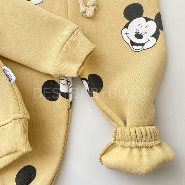 MİCKEY MAUSE KAPŞONLU ŞARDONLU 3’İP KIŞLIK 2’Lİ TAKIM 6-9 AY
