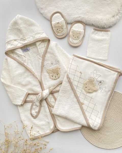 MAN BEAR SOFT KAHVE 4’LÜ BORNOZ-HAVLU SETİ