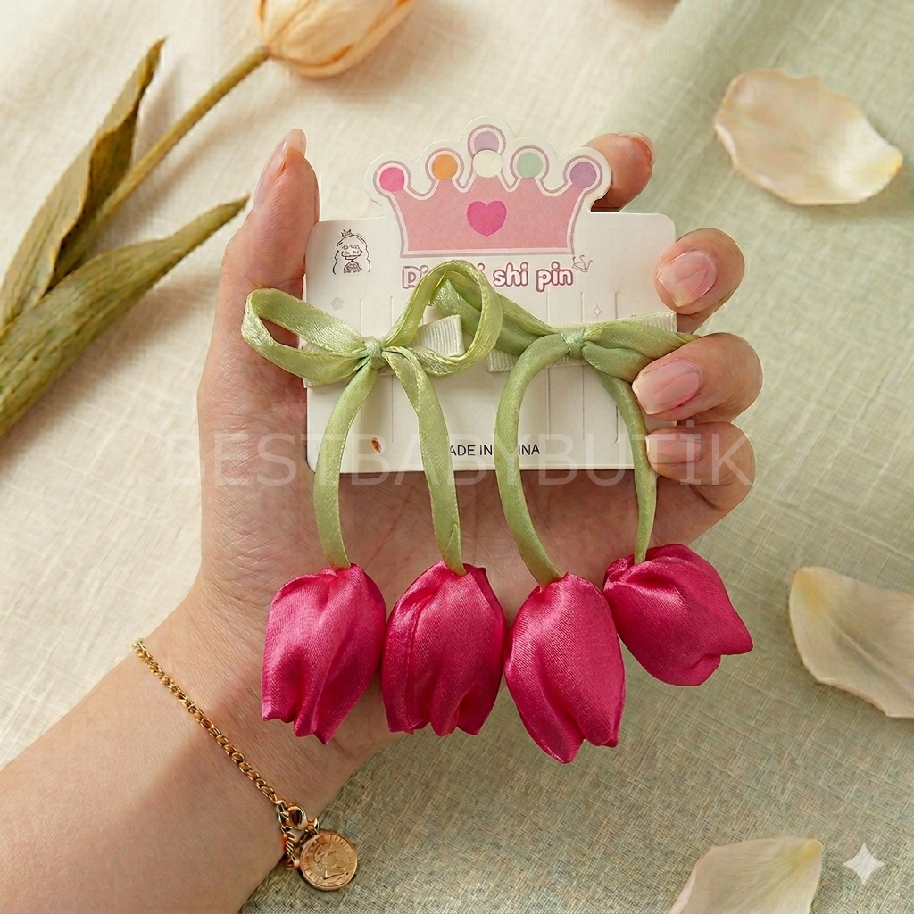 Koyu Pembe Laleli 2’li Pens Toka