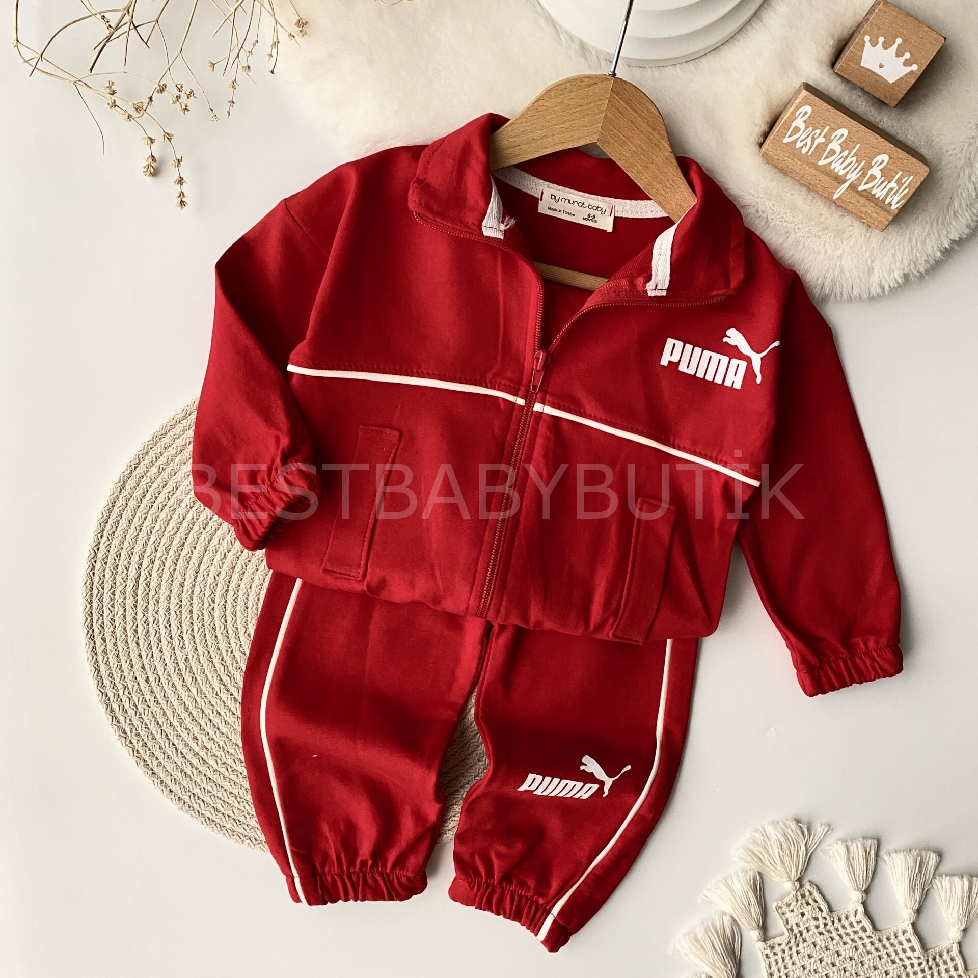 Puma Baskılı Önden Fermuarlı Mevsimlik Eşofman Takımı 9-12 AY